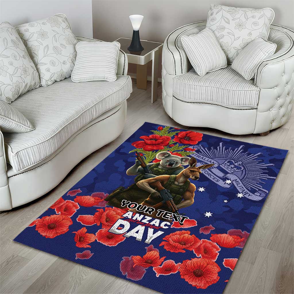 Kangaoo Koala Soldier ANZAC Personalised Area Rug Aboriginal Dot Painting