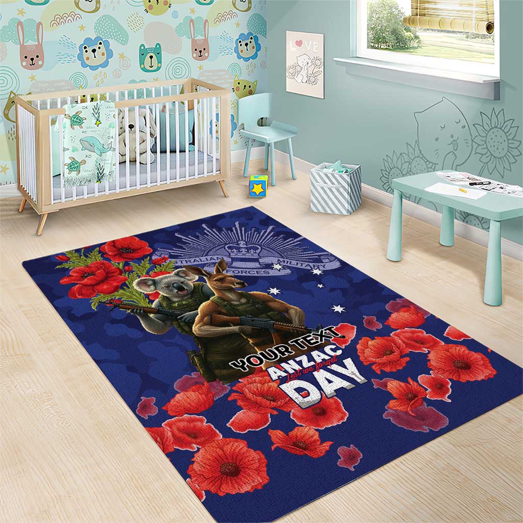 Kangaoo Koala Soldier ANZAC Personalised Area Rug Aboriginal Dot Painting