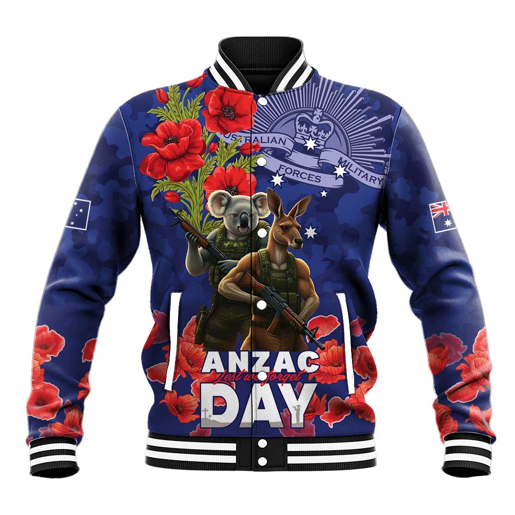 Kangaoo Koala Soldier ANZAC Personalised Baseball Jacket Aboriginal Dot Painting