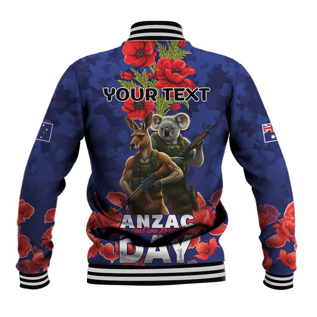 Kangaoo Koala Soldier ANZAC Personalised Baseball Jacket Aboriginal Dot Painting