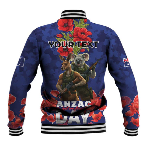 Kangaoo Koala Soldier ANZAC Personalised Baseball Jacket Aboriginal Dot Painting