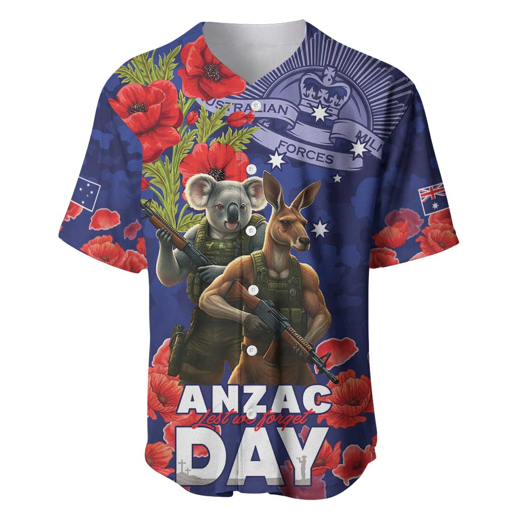 Kangaoo Koala Soldier ANZAC Personalised Baseball Jersey Aboriginal Dot Painting