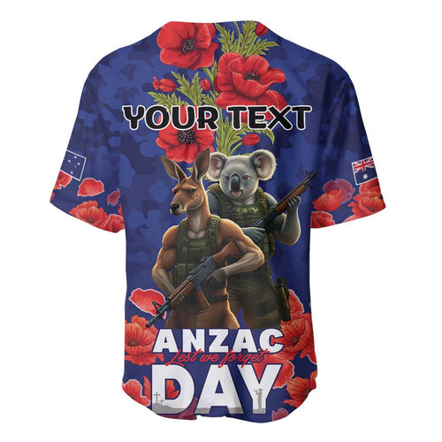 Kangaoo Koala Soldier ANZAC Personalised Baseball Jersey Aboriginal Dot Painting