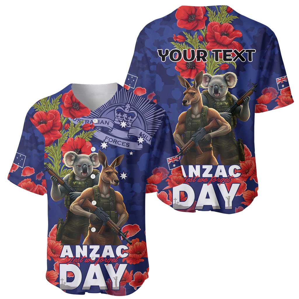 Kangaoo Koala Soldier ANZAC Personalised Baseball Jersey Aboriginal Dot Painting