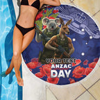 Kangaoo Koala Soldier ANZAC Personalised Beach Blanket Aboriginal Dot Painting