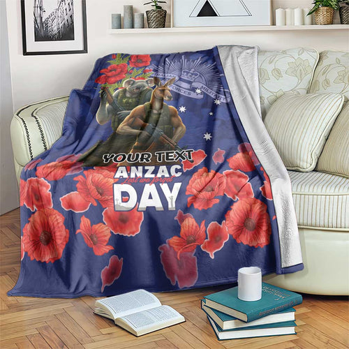 Kangaoo Koala Soldier ANZAC Personalised Blanket Aboriginal Dot Painting