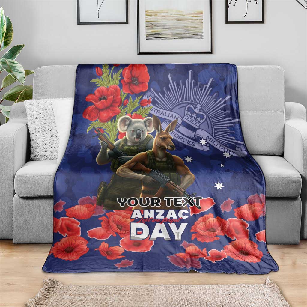 Kangaoo Koala Soldier ANZAC Personalised Blanket Aboriginal Dot Painting