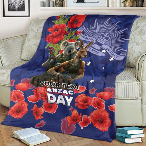 Kangaoo Koala Soldier ANZAC Personalised Blanket Aboriginal Dot Painting