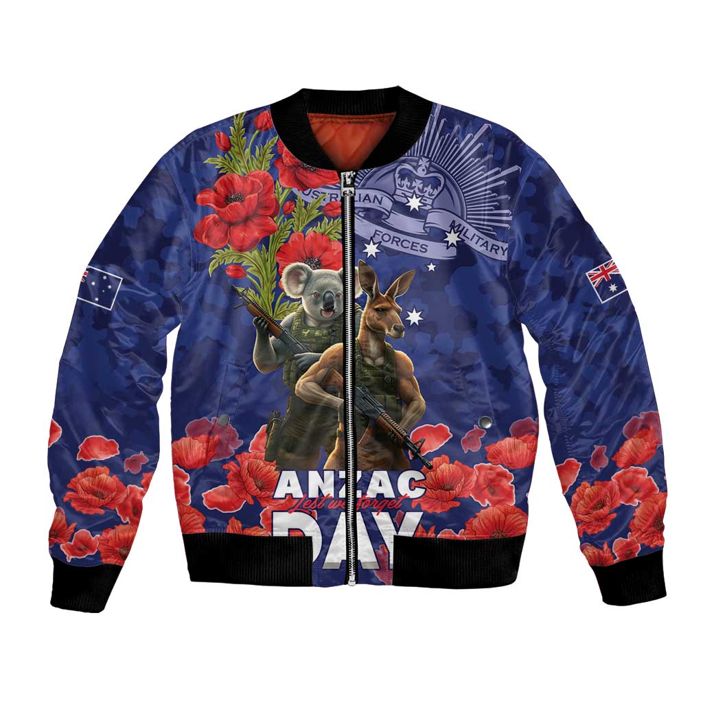 Kangaoo Koala Soldier ANZAC Personalised Bomber Jacket Aboriginal Dot Painting