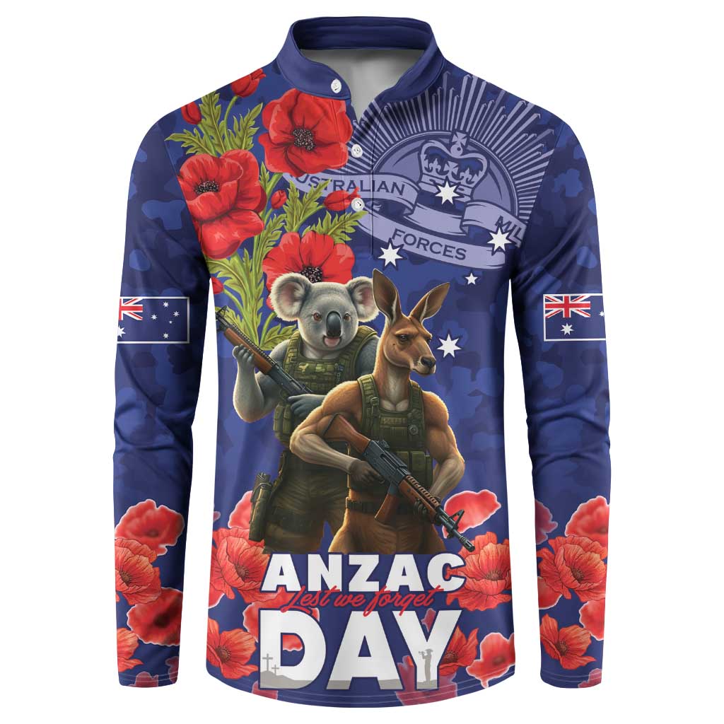 Kangaoo Koala Soldier ANZAC Personalised Button Sweatshirt Aboriginal Dot Painting