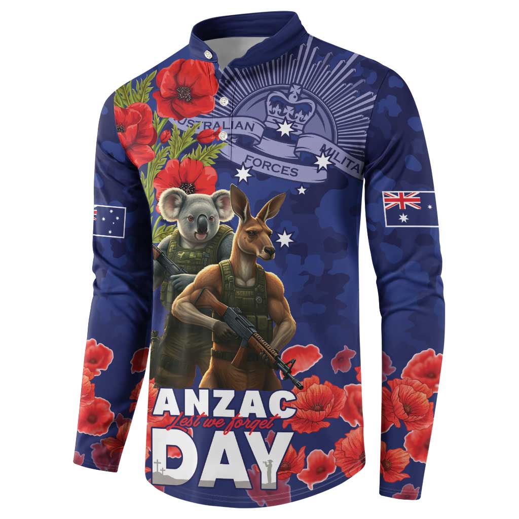 Kangaoo Koala Soldier ANZAC Personalised Button Sweatshirt Aboriginal Dot Painting