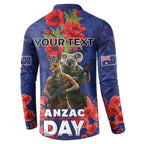Kangaoo Koala Soldier ANZAC Personalised Button Sweatshirt Aboriginal Dot Painting