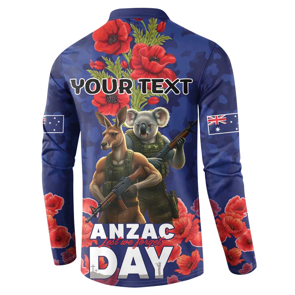 Kangaoo Koala Soldier ANZAC Personalised Button Sweatshirt Aboriginal Dot Painting