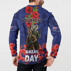 Kangaoo Koala Soldier ANZAC Personalised Button Sweatshirt Aboriginal Dot Painting