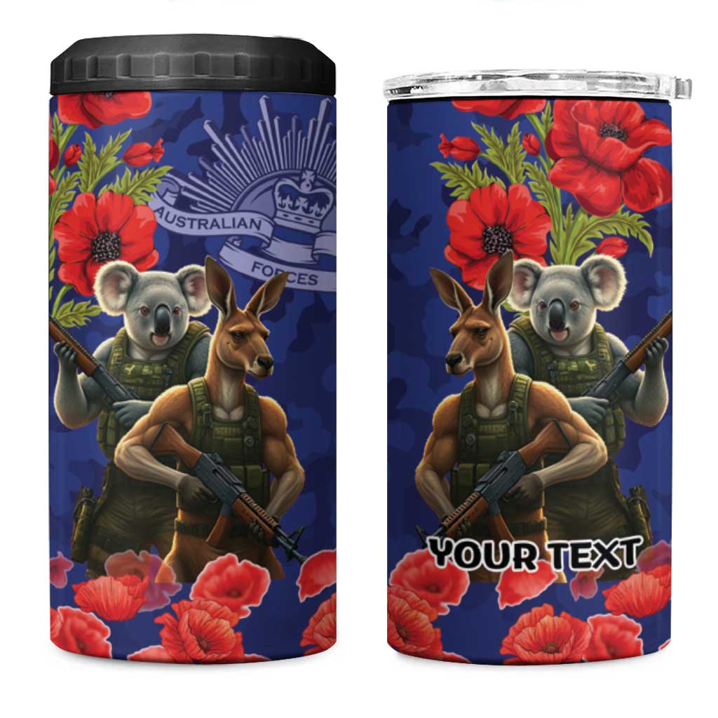 Kangaroo Koala Soldier ANZAC Personalised 4 in 1 Can Cooler Tumbler Aboriginal Dot Painting