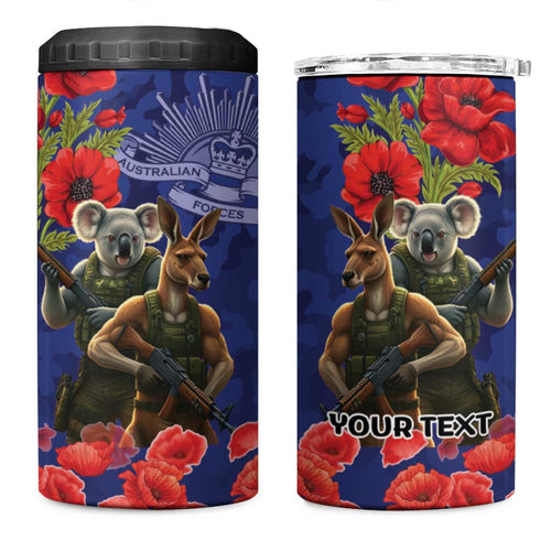 Kangaroo Koala Soldier ANZAC Personalised 4 in 1 Can Cooler Tumbler Aboriginal Dot Painting