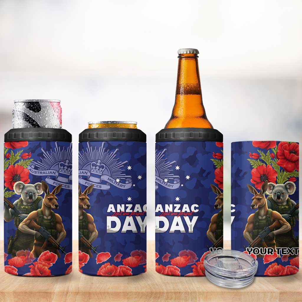 Kangaroo Koala Soldier ANZAC Personalised 4 in 1 Can Cooler Tumbler Aboriginal Dot Painting