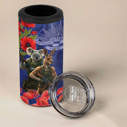 Kangaroo Koala Soldier ANZAC Personalised 4 in 1 Can Cooler Tumbler Aboriginal Dot Painting