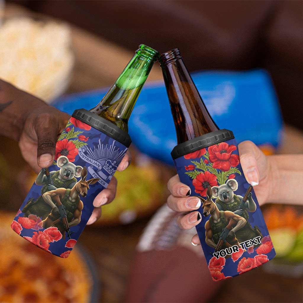 Kangaroo Koala Soldier ANZAC Personalised 4 in 1 Can Cooler Tumbler Aboriginal Dot Painting