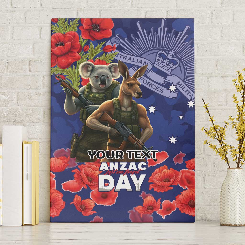 Kangaoo Koala Soldier ANZAC Personalised Canvas Wall Art Aboriginal Dot Painting
