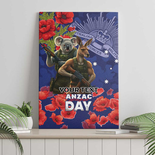 Kangaoo Koala Soldier ANZAC Personalised Canvas Wall Art Aboriginal Dot Painting