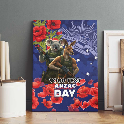 Kangaoo Koala Soldier ANZAC Personalised Canvas Wall Art Aboriginal Dot Painting
