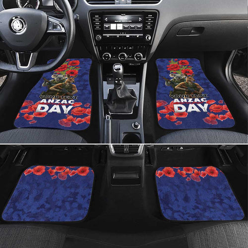 Kangaoo Koala Soldier ANZAC Personalised Car Mats Aboriginal Dot Painting