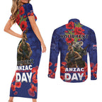 Kangaoo Koala Soldier ANZAC Personalised Couples Matching Short Sleeve Bodycon Dress and Long Sleeve Button Shirt Aboriginal Dot Painting
