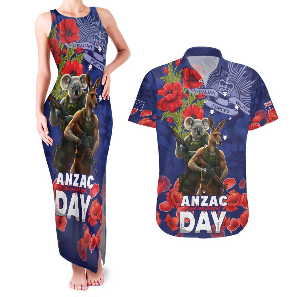 Kangaoo Koala Soldier ANZAC Personalised Couples Matching Tank Maxi Dress and Hawaiian Shirt Aboriginal Dot Painting