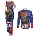 Kangaoo Koala Soldier ANZAC Personalised Couples Matching Tank Maxi Dress and Long Sleeve Button Shirt Aboriginal Dot Painting