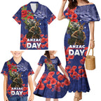 Kangaoo Koala Soldier ANZAC Personalised Family Matching Mermaid Dress and Hawaiian Shirt Aboriginal Dot Painting