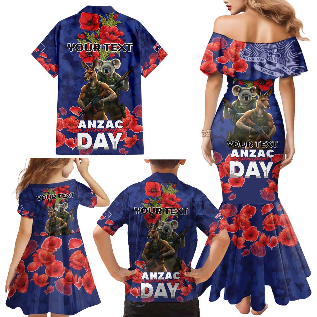 Kangaoo Koala Soldier ANZAC Personalised Family Matching Mermaid Dress and Hawaiian Shirt Aboriginal Dot Painting