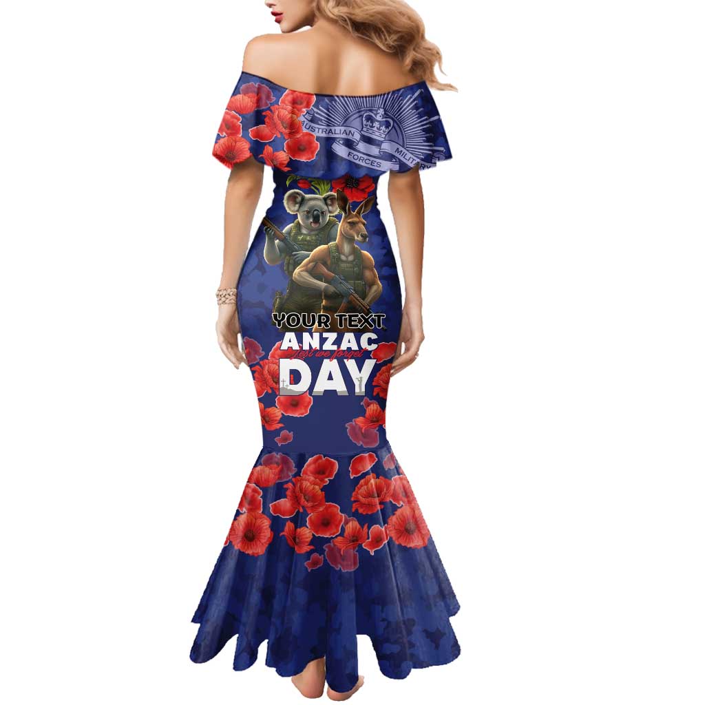 Kangaoo Koala Soldier ANZAC Personalised Family Matching Mermaid Dress and Hawaiian Shirt Aboriginal Dot Painting