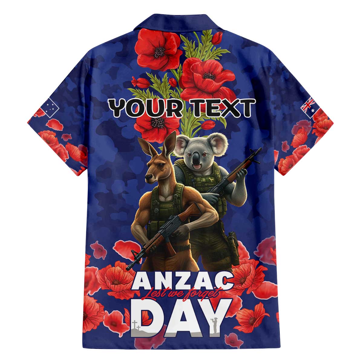 Kangaoo Koala Soldier ANZAC Personalised Family Matching Off The Shoulder Long Sleeve Dress and Hawaiian Shirt Aboriginal Dot Painting