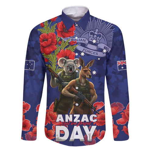 Kangaoo Koala Soldier ANZAC Personalised Family Matching Off Shoulder Maxi Dress and Hawaiian Shirt Aboriginal Dot Painting