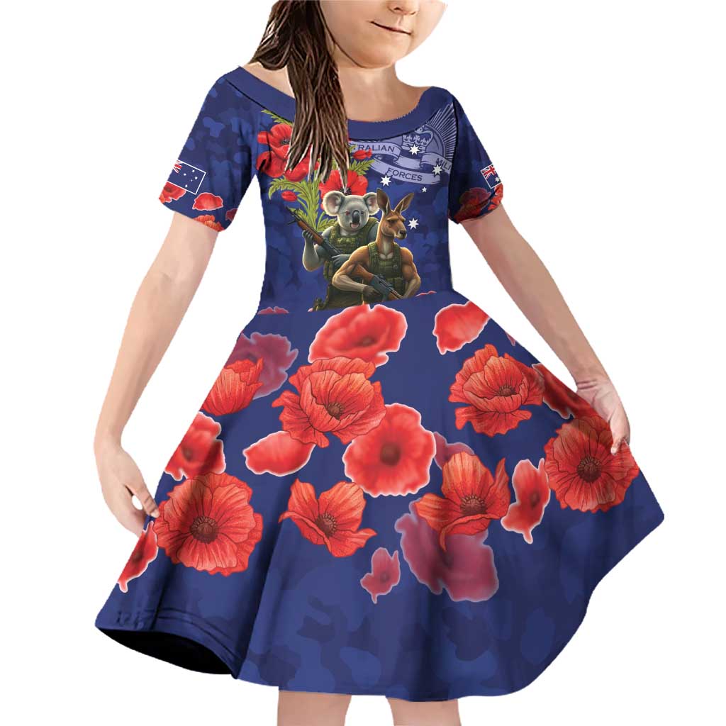 Kangaoo Koala Soldier ANZAC Personalised Family Matching Off Shoulder Short Dress and Hawaiian Shirt Aboriginal Dot Painting