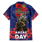 Kangaoo Koala Soldier ANZAC Personalised Family Matching Off Shoulder Short Dress and Hawaiian Shirt Aboriginal Dot Painting