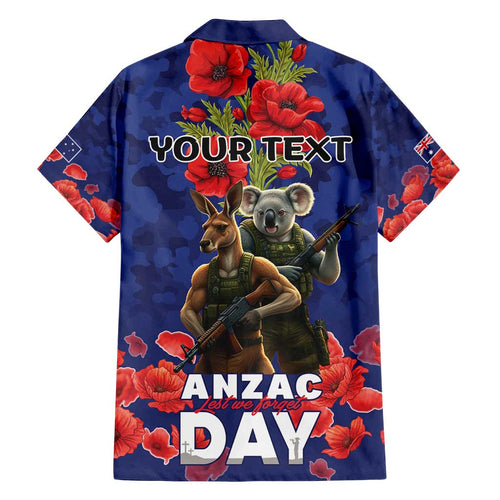 Kangaoo Koala Soldier ANZAC Personalised Family Matching Off Shoulder Short Dress and Hawaiian Shirt Aboriginal Dot Painting