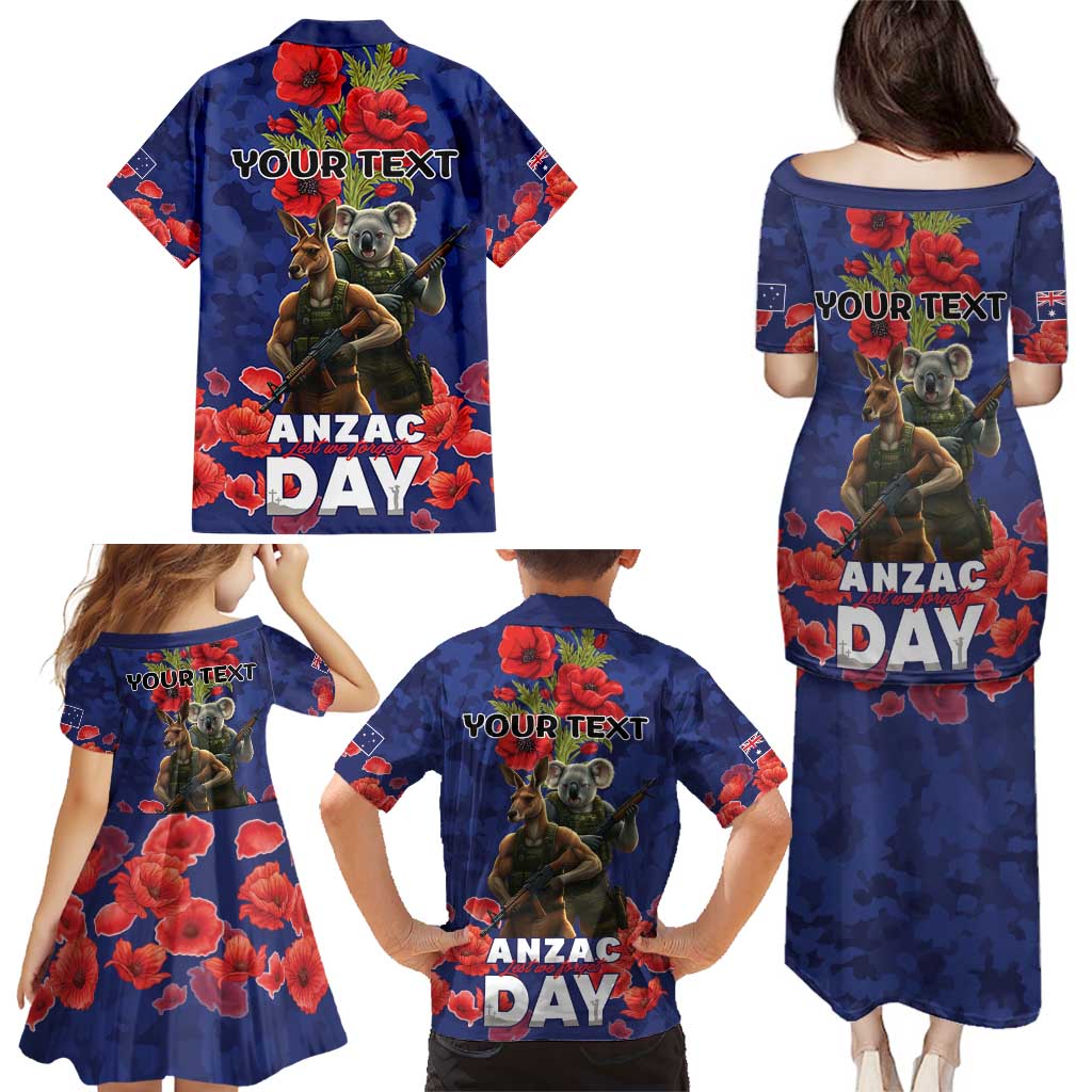 Kangaoo Koala Soldier ANZAC Personalised Family Matching Puletasi and Hawaiian Shirt Aboriginal Dot Painting