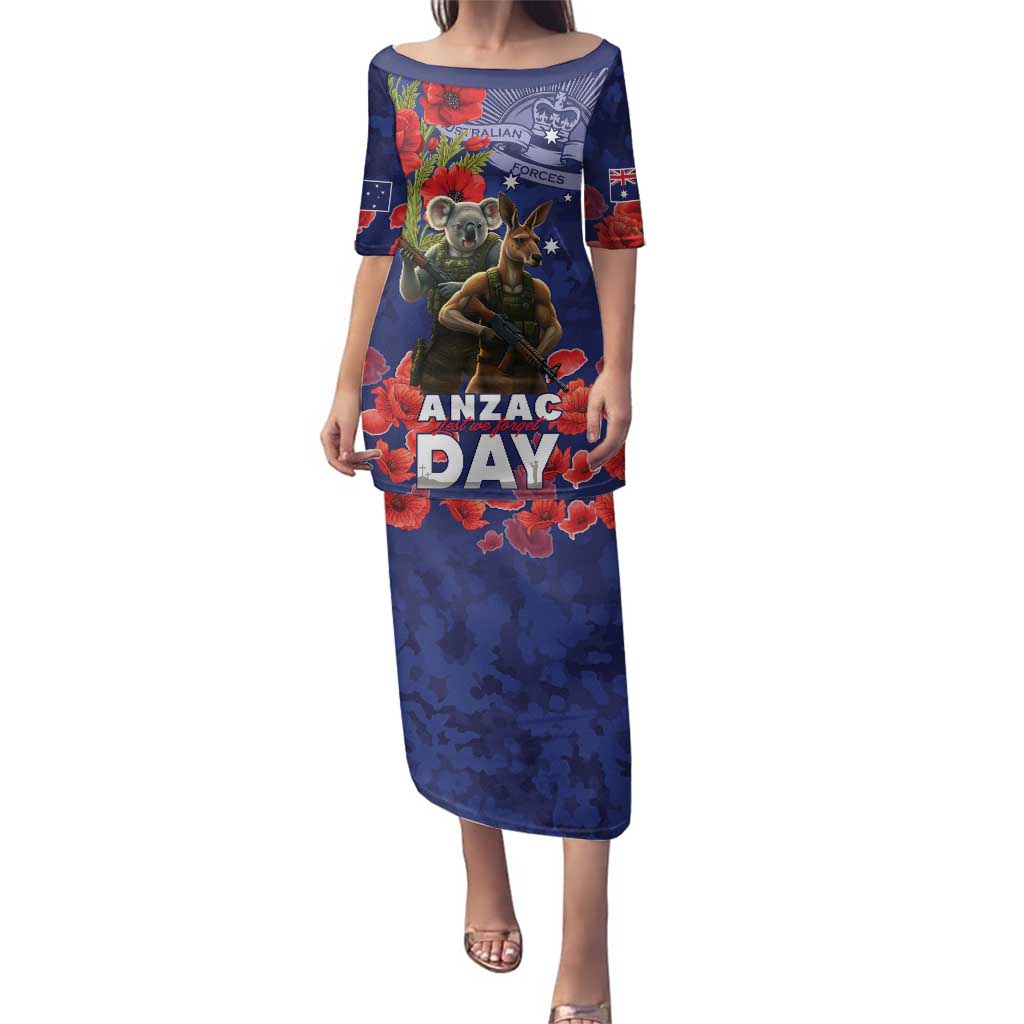 Kangaoo Koala Soldier ANZAC Personalised Family Matching Puletasi and Hawaiian Shirt Aboriginal Dot Painting