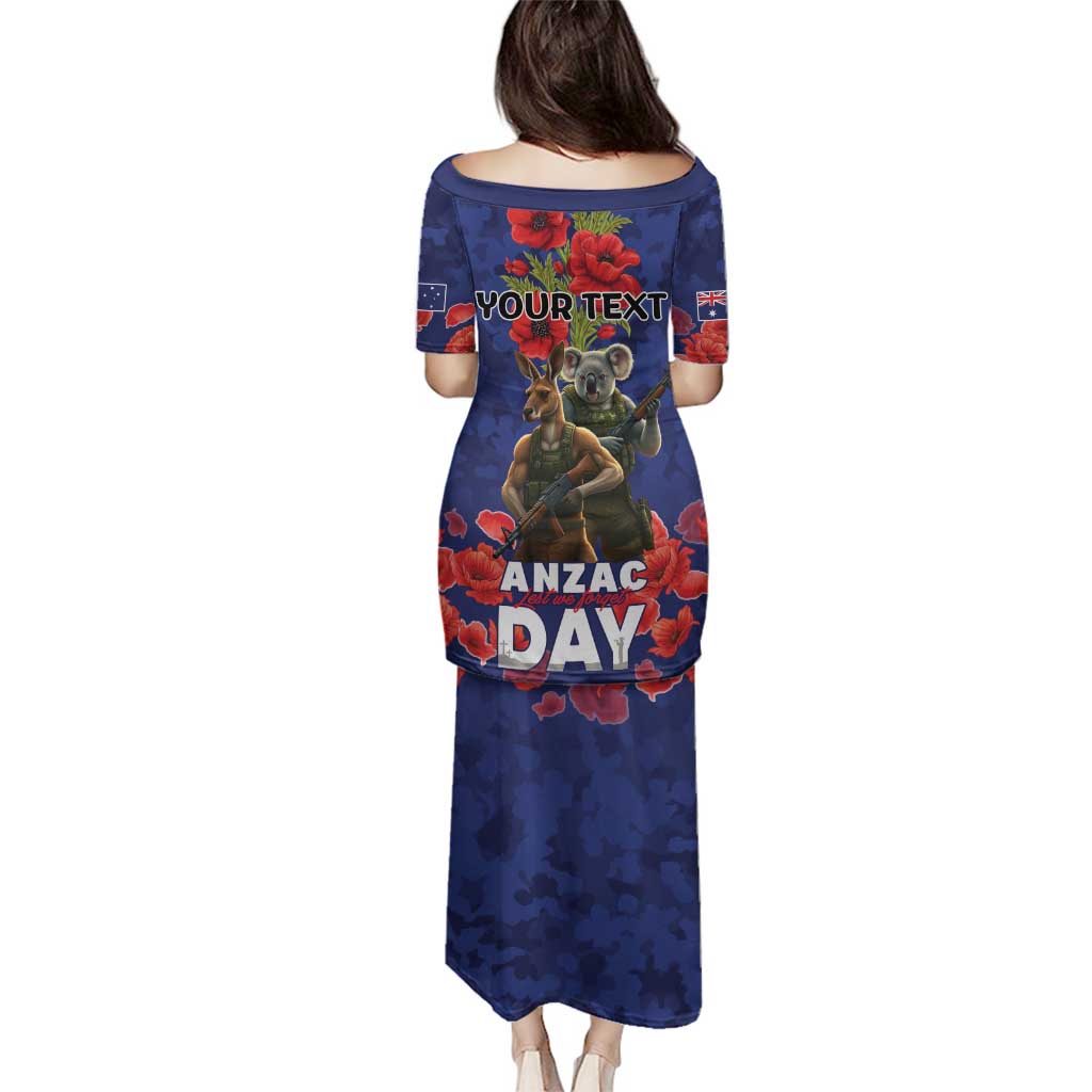 Kangaoo Koala Soldier ANZAC Personalised Family Matching Puletasi and Hawaiian Shirt Aboriginal Dot Painting