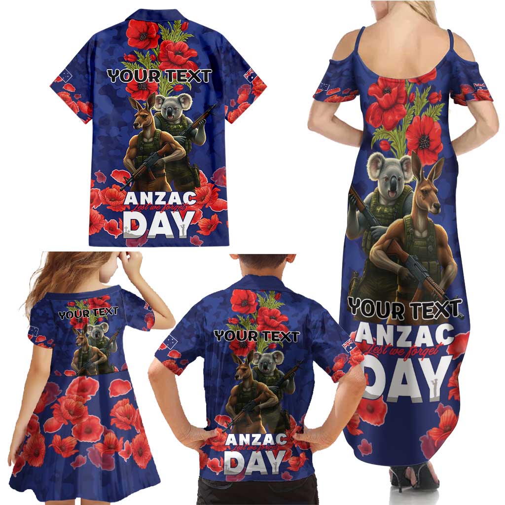 Kangaoo Koala Soldier ANZAC Personalised Family Matching Summer Maxi Dress and Hawaiian Shirt Aboriginal Dot Painting