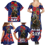 Kangaoo Koala Soldier ANZAC Personalised Family Matching Summer Maxi Dress and Hawaiian Shirt Aboriginal Dot Painting