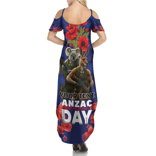 Kangaoo Koala Soldier ANZAC Personalised Family Matching Summer Maxi Dress and Hawaiian Shirt Aboriginal Dot Painting