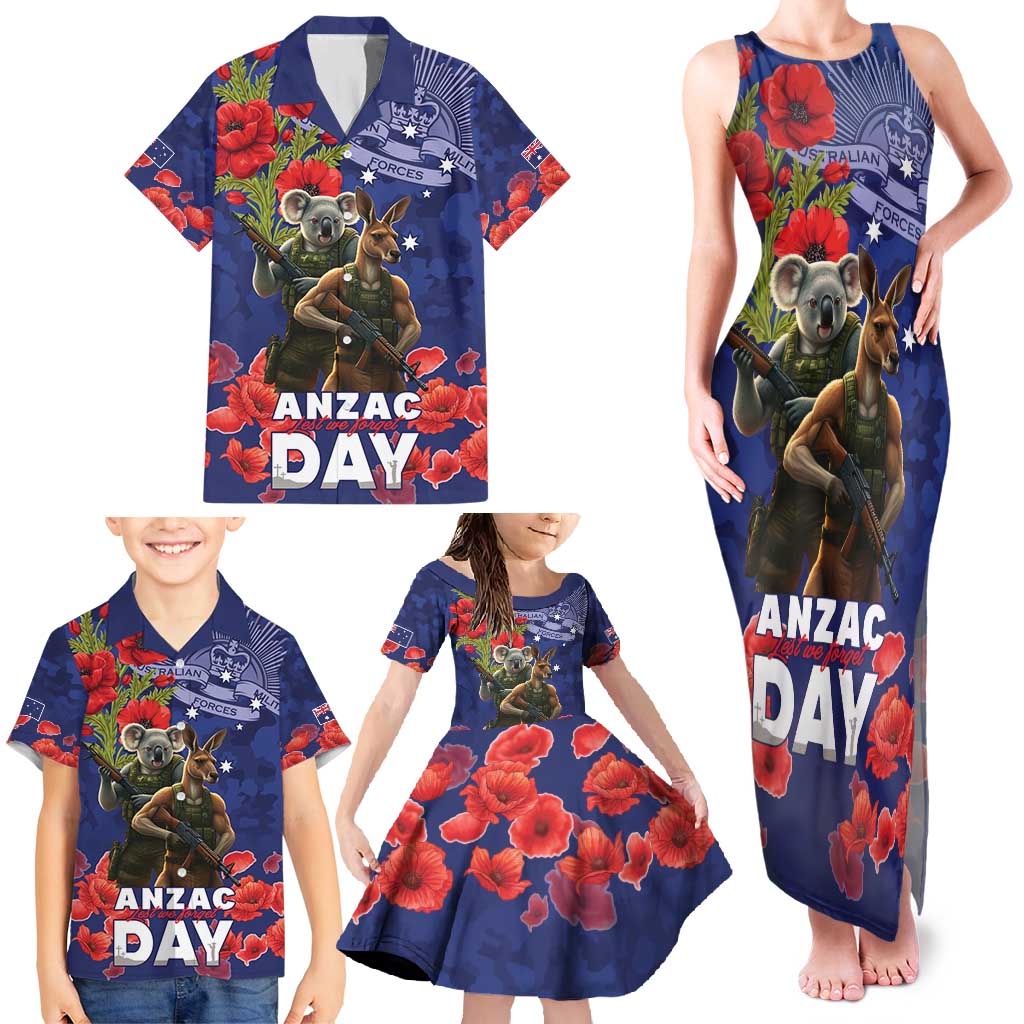 Kangaoo Koala Soldier ANZAC Personalised Family Matching Tank Maxi Dress and Hawaiian Shirt Aboriginal Dot Painting