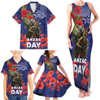 Kangaoo Koala Soldier ANZAC Personalised Family Matching Tank Maxi Dress and Hawaiian Shirt Aboriginal Dot Painting