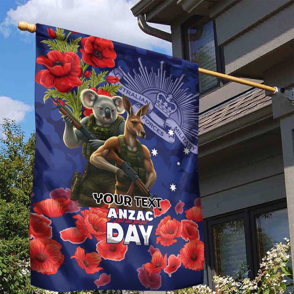 Kangaoo Koala Soldier ANZAC Personalised Garden Flag Aboriginal Dot Painting