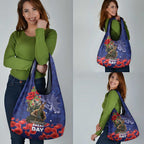 Kangaoo Koala Soldier ANZAC Personalised Grocery Bag Aboriginal Dot Painting