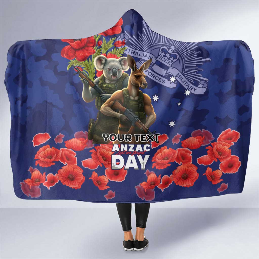 Kangaoo Koala Soldier ANZAC Personalised Hooded Blanket Aboriginal Dot Painting