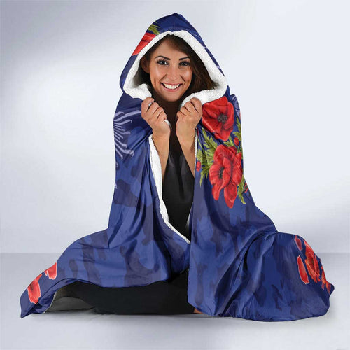 Kangaoo Koala Soldier ANZAC Personalised Hooded Blanket Aboriginal Dot Painting